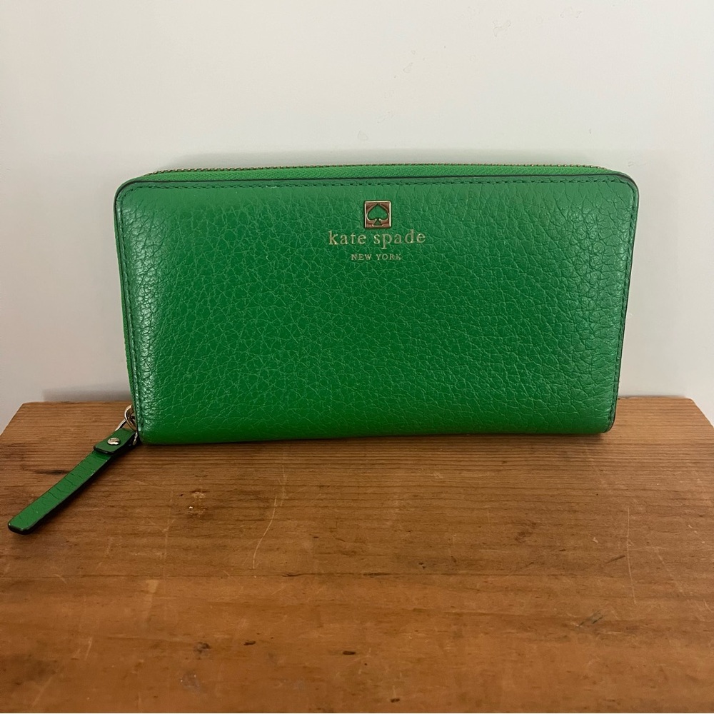 Kate Spade Large Lena Continental Wallet Green Leather